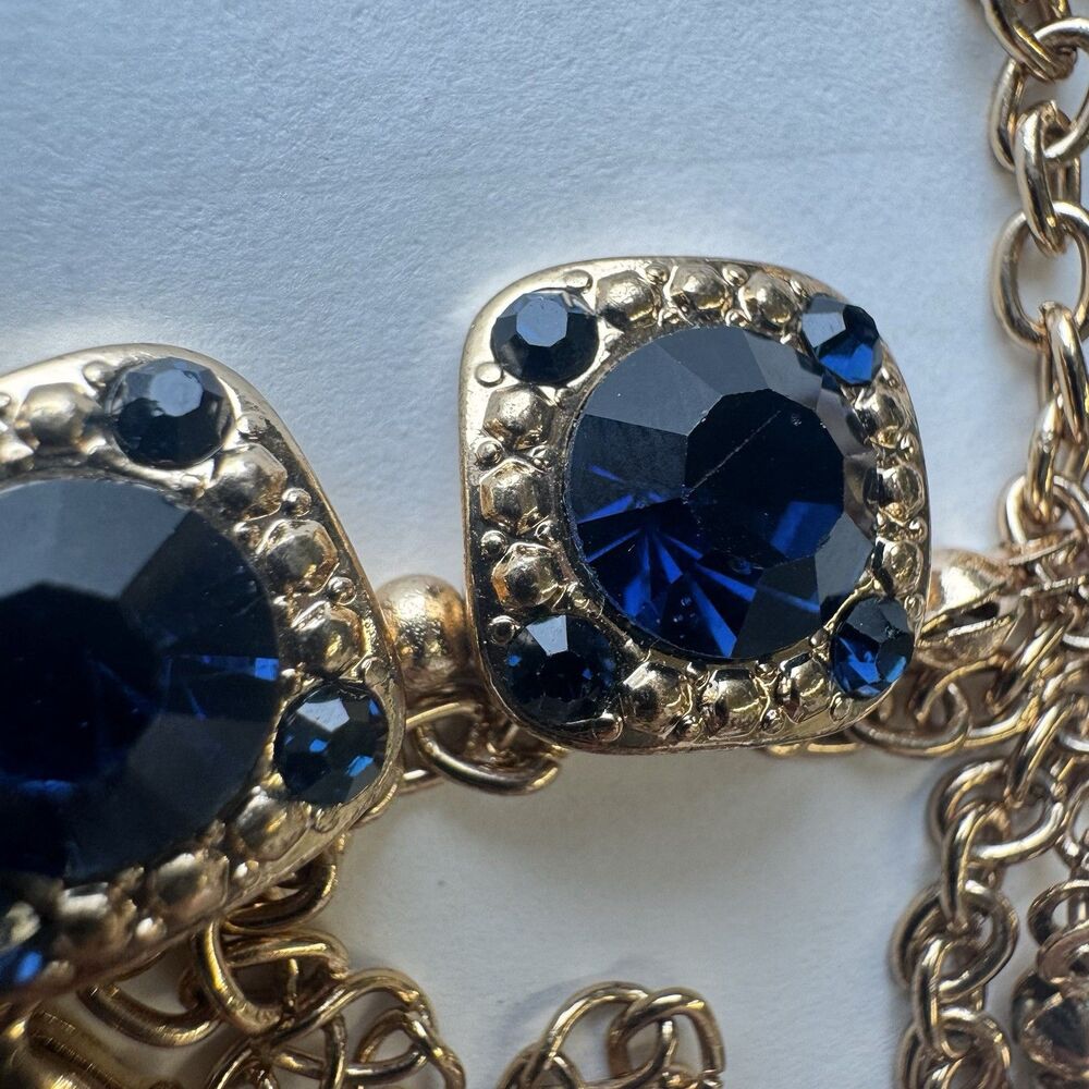 Vintage Necklace Sapphire-like Blue & Black Colored Stones - Picture 2 of 13